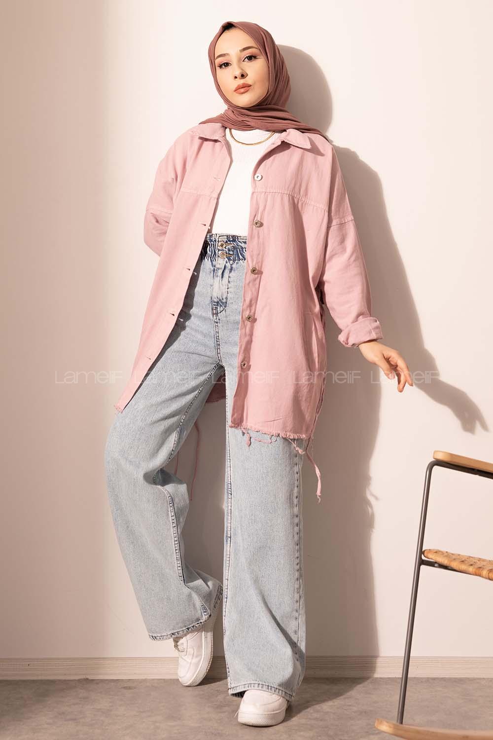 Modalamelif Yanları Kuşgözlü Gabardin Ceket Lila