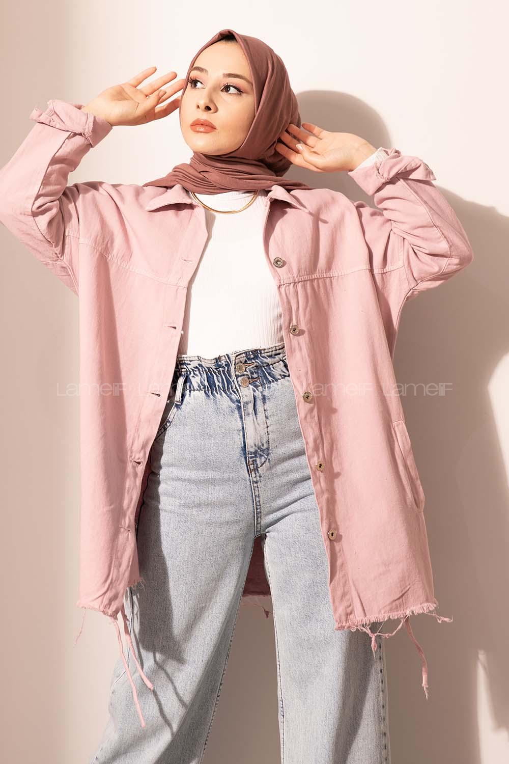 Modalamelif Yanları Kuşgözlü Gabardin Ceket Lila