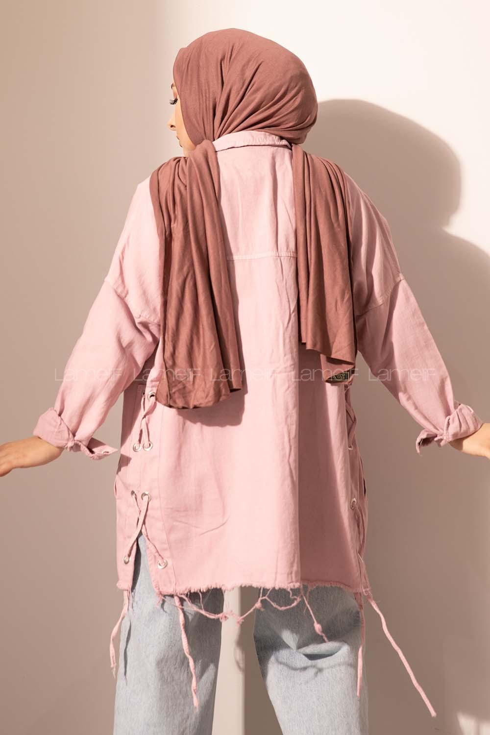 Modalamelif Yanları Kuşgözlü Gabardin Ceket Lila