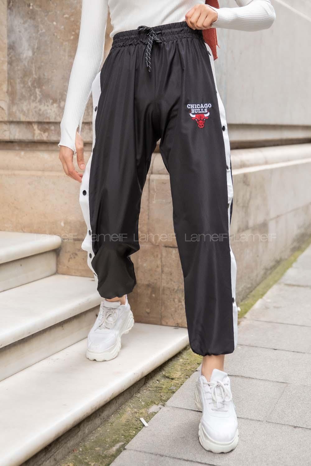 Modalamelif  Chıcago Buls Baskılı Eşofman Altı Siyah