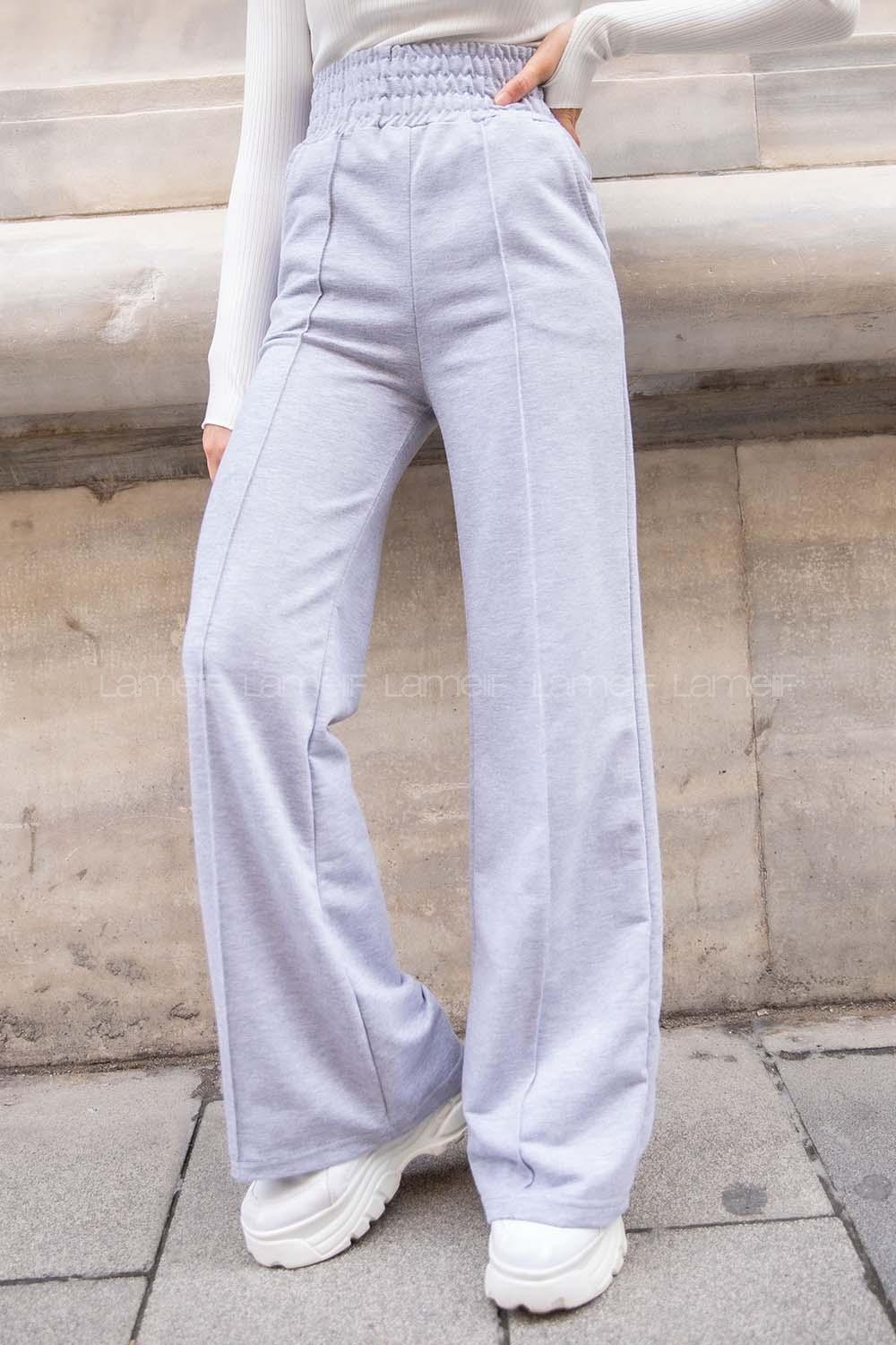 Modalamelif Geniş Kemerli Eşofman Altı Gri