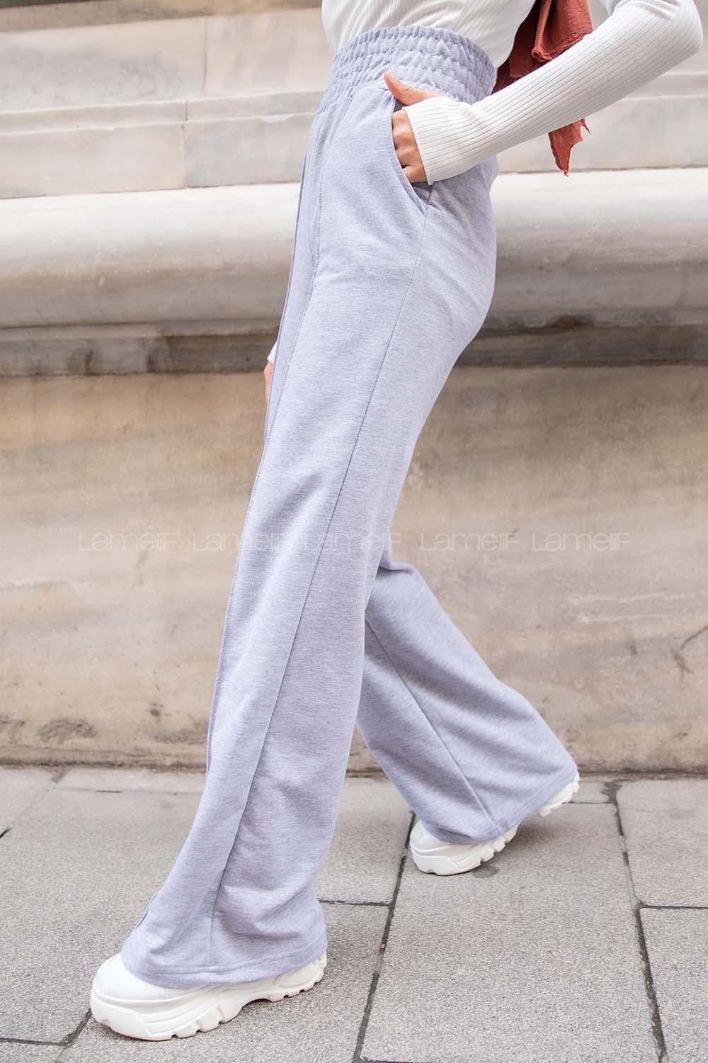 Modalamelif Geniş Kemerli Eşofman Altı Gri