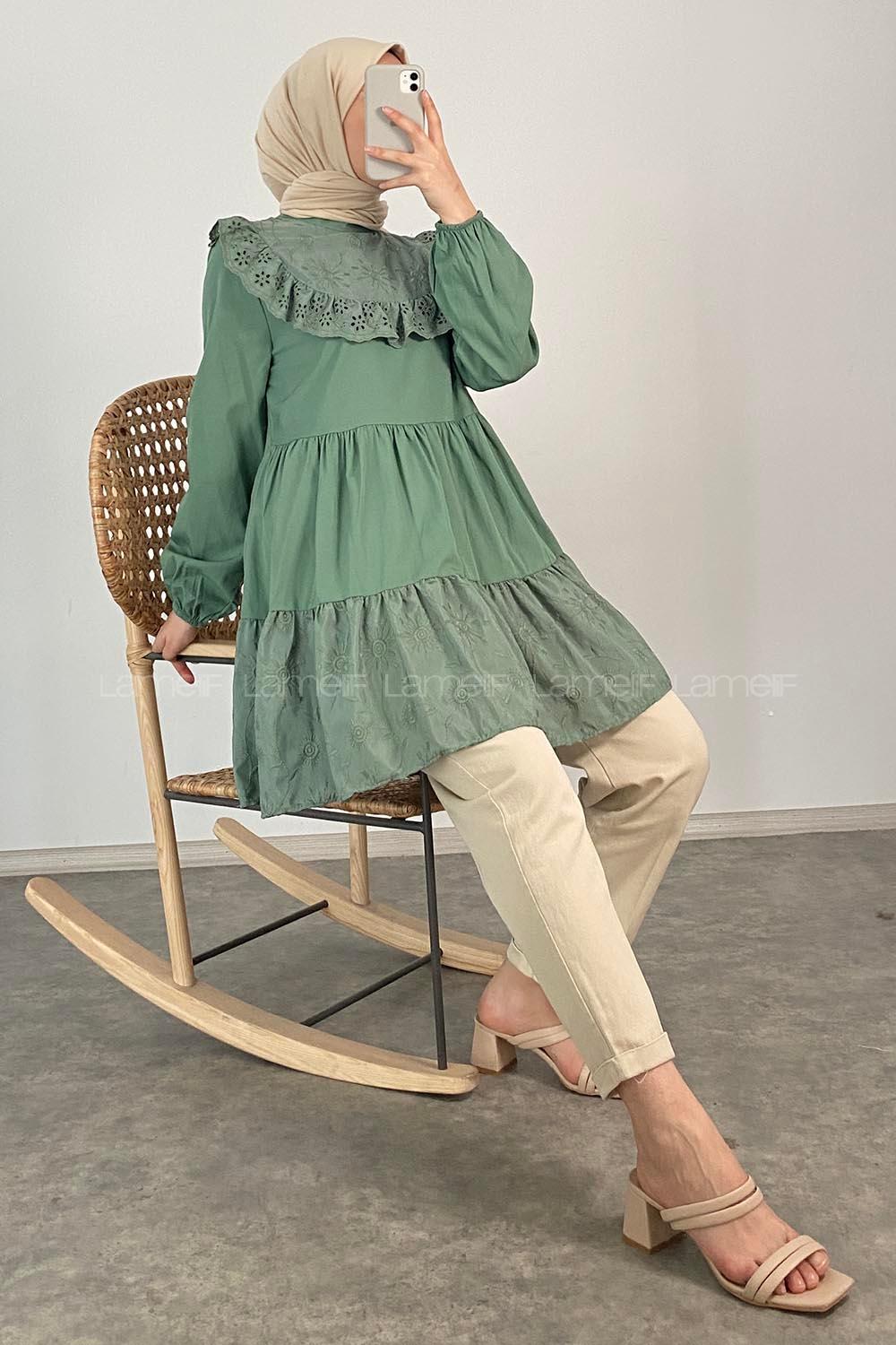 Modalamelif Hakim Yaka  Danteli Tunik Pastel