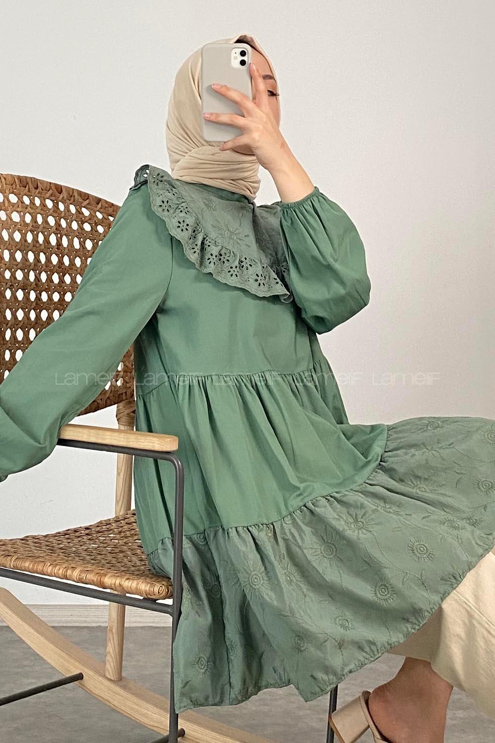 Modalamelif Hakim Yaka  Danteli Tunik Pastel