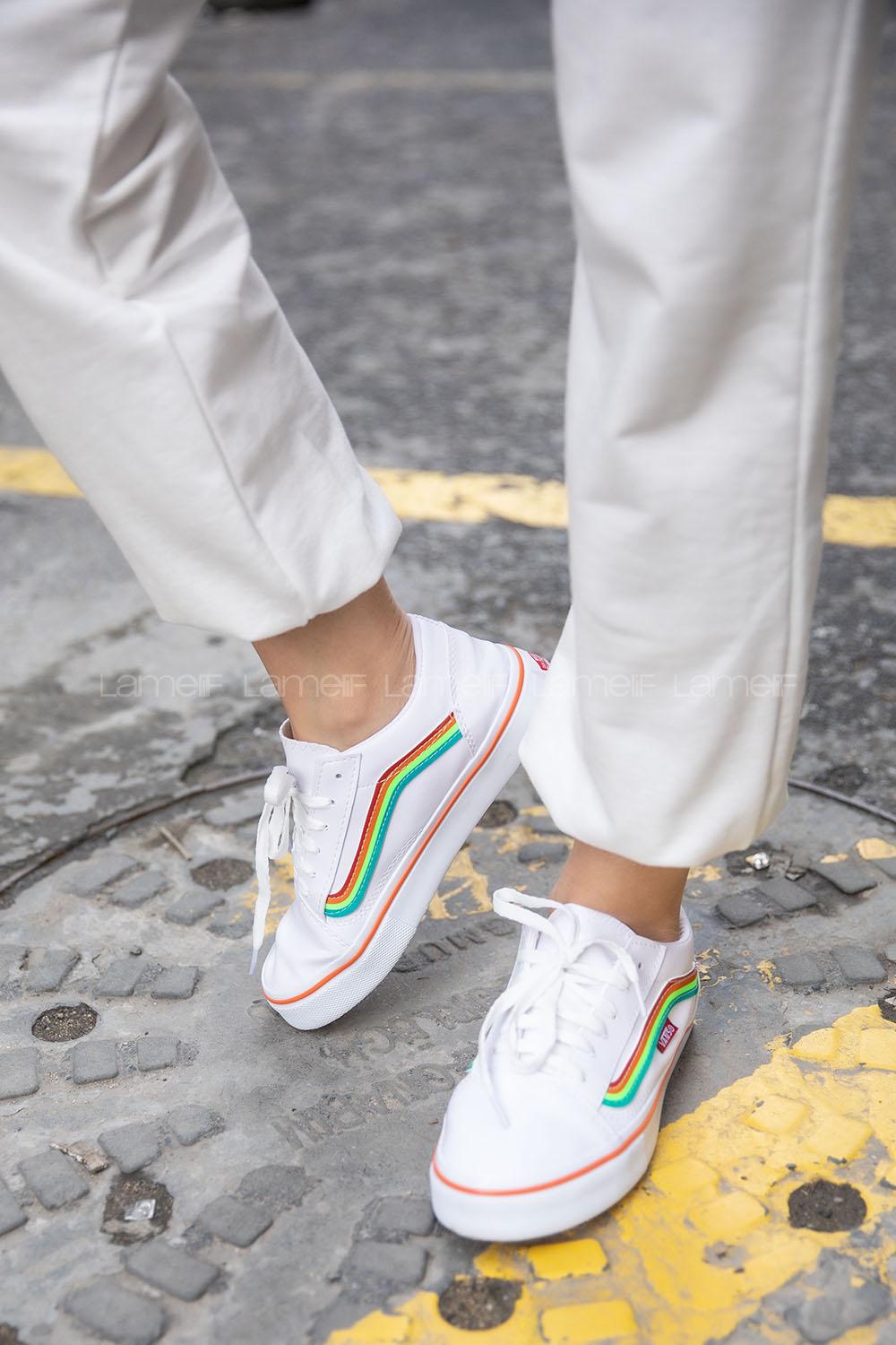 Modalamelif Renkli Kontrast Beyaz Spor Ayakkabı