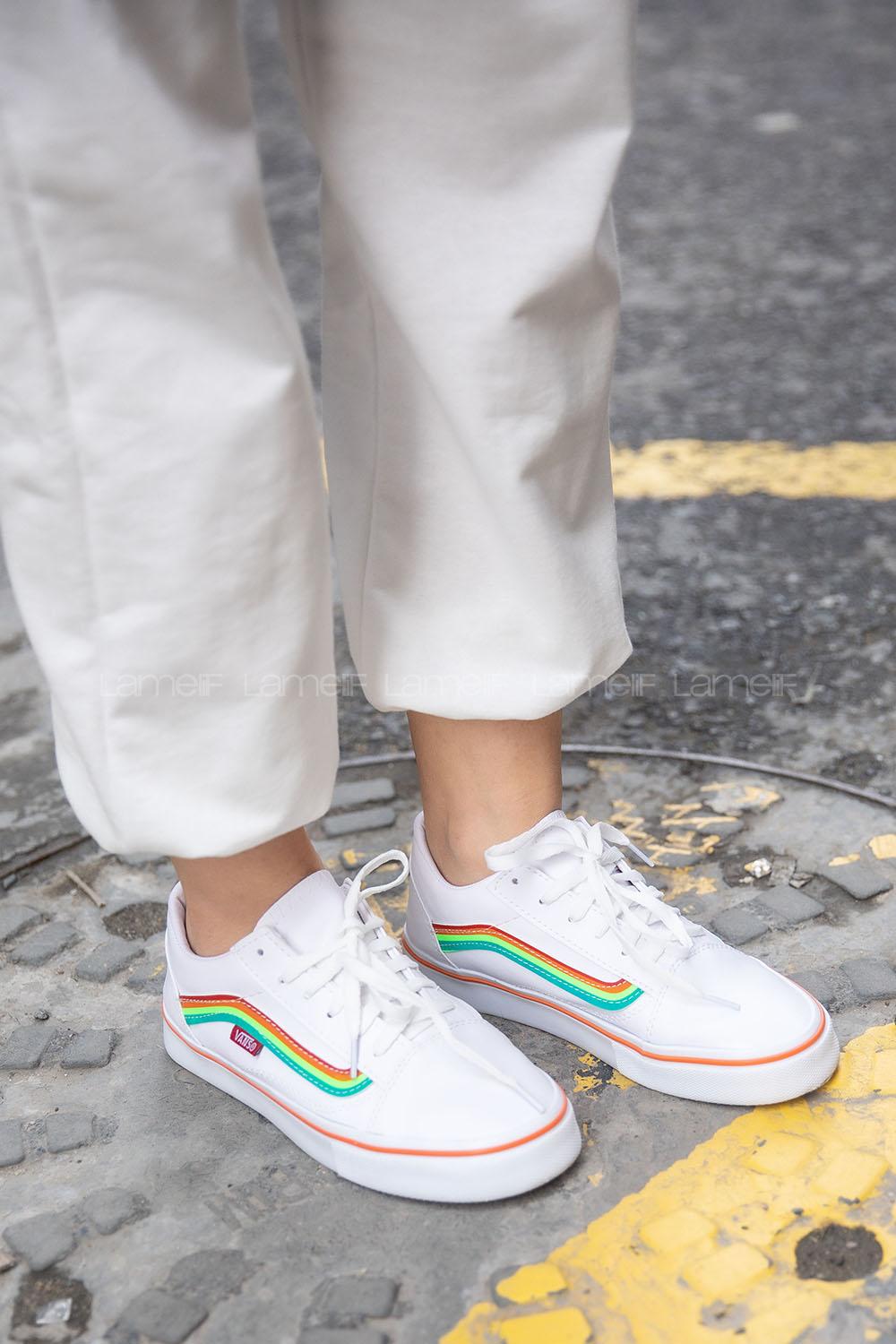 Modalamelif Renkli Kontrast Beyaz Spor Ayakkabı