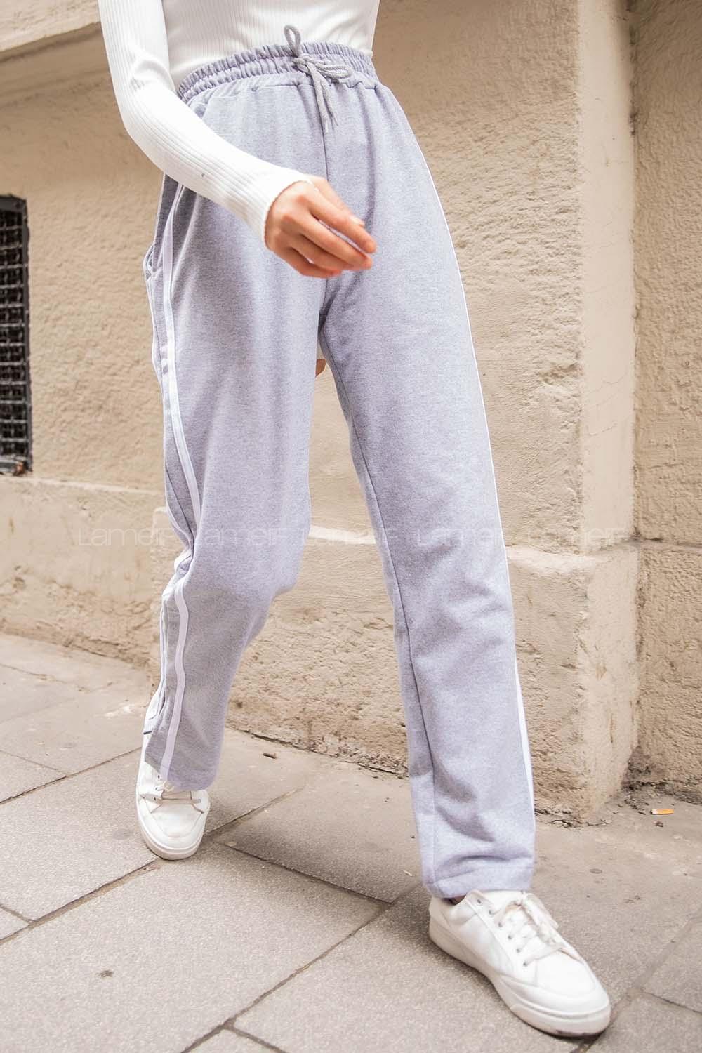 Modalamelif Yanı Şeritli Eşofman Altı Gri