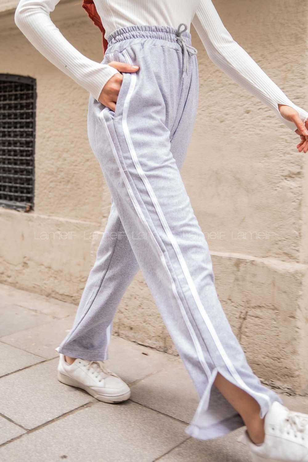 Modalamelif Yanı Şeritli Eşofman Altı Gri