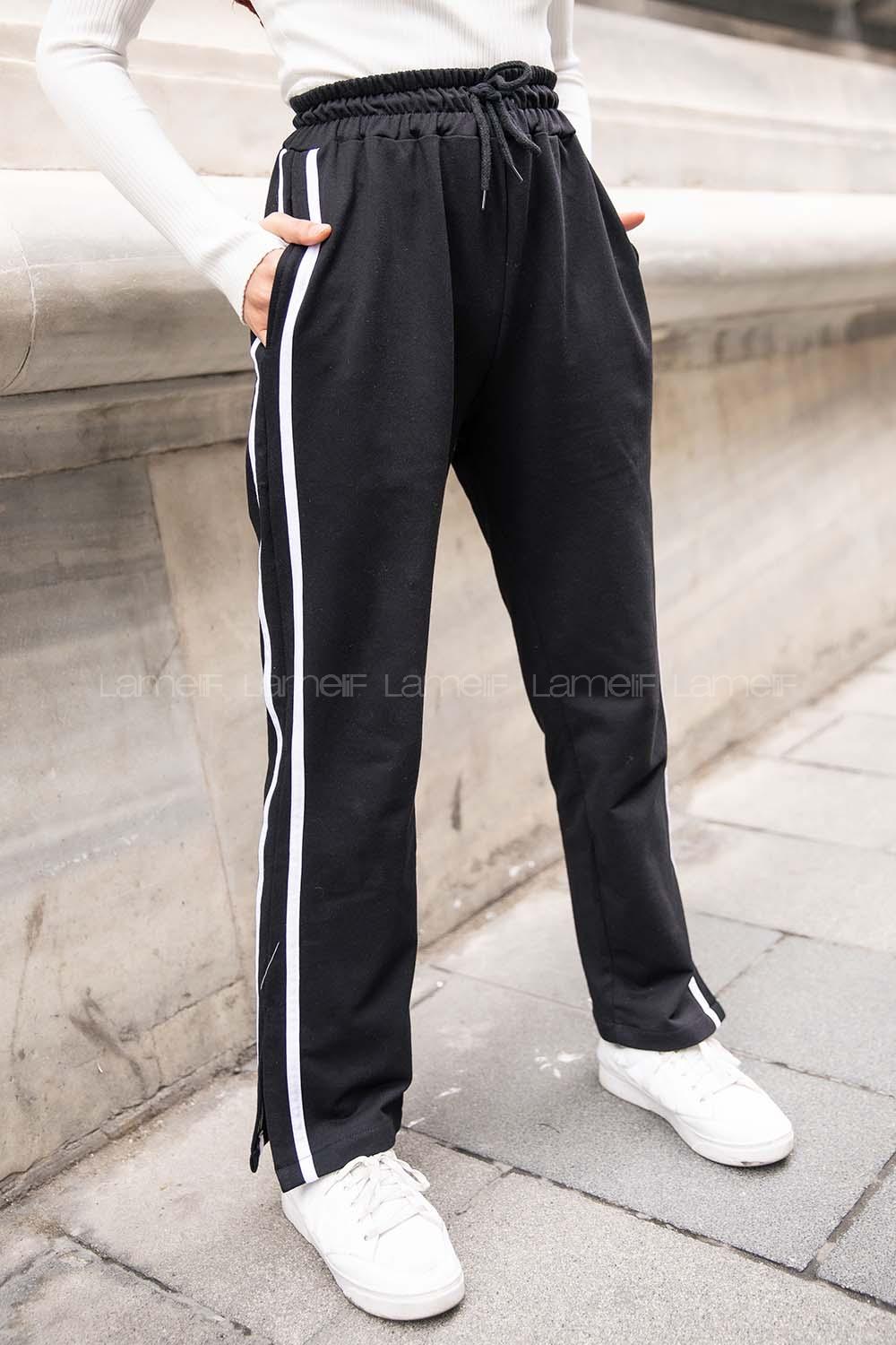 Modalamelif Yanı Şeritli Eşofman Altı Siyah