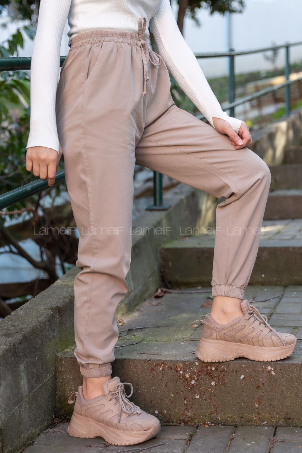 Modalamelif Bel Ve Paça Lastikli Rahat Pantolon Bej