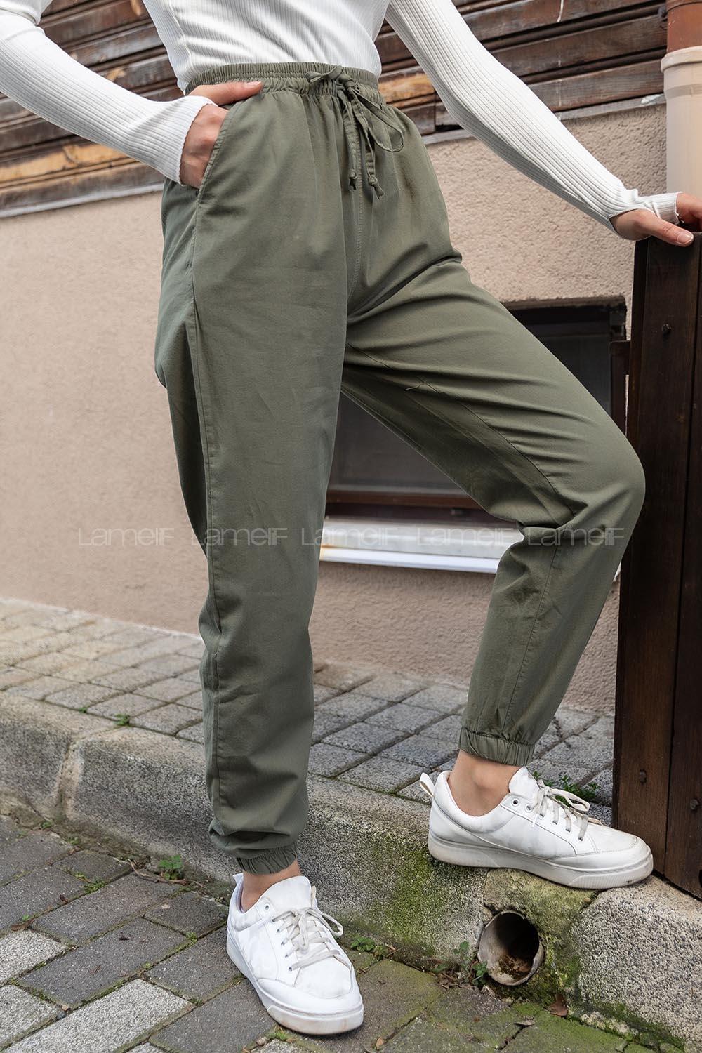 Modalamelif Bel Ve Paça Lastikli Rahat Pantolon Haki