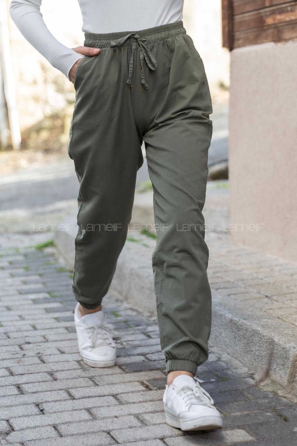 Modalamelif Bel Ve Paça Lastikli Rahat Pantolon Haki