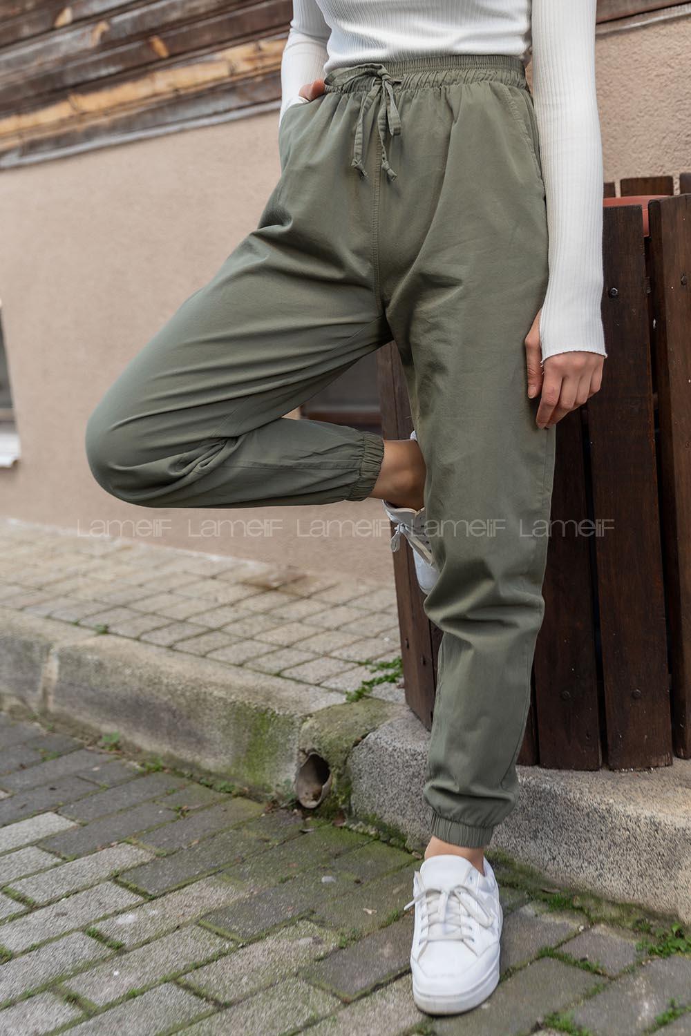 Modalamelif Bel Ve Paça Lastikli Rahat Pantolon Haki