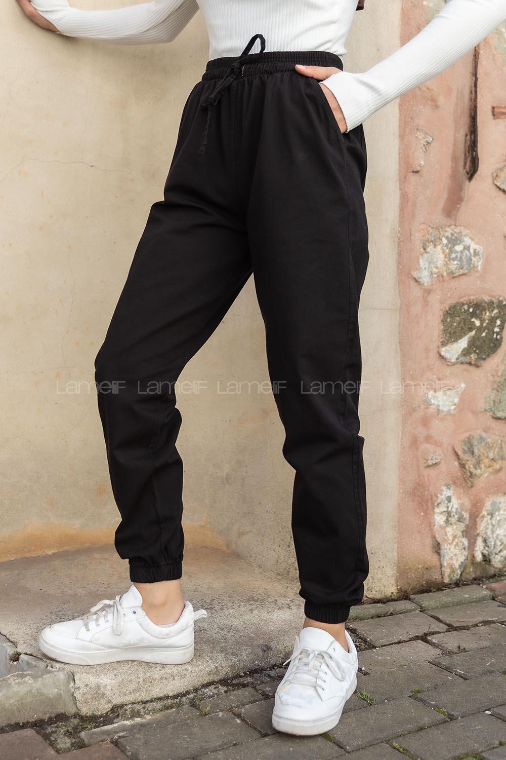 Modalamelif Bel Ve Paça Lastikli Rahat Pantolon Siyah