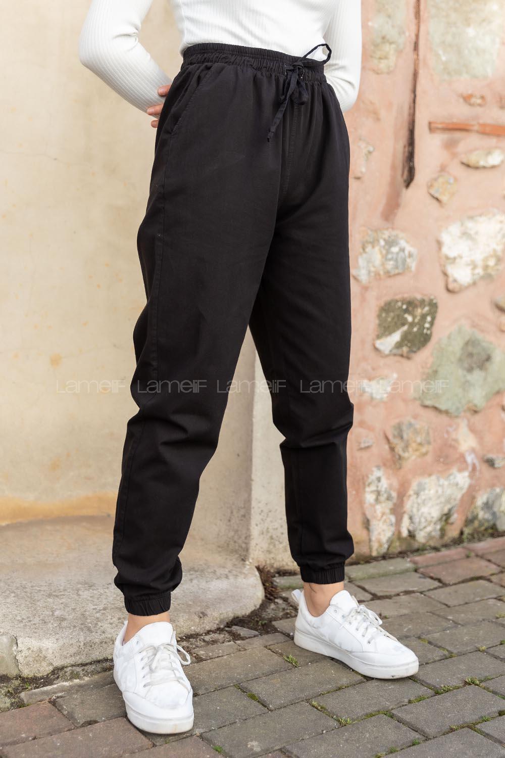 Modalamelif Bel Ve Paça Lastikli Rahat Pantolon Siyah