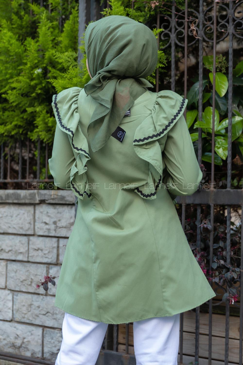 Modalamelif Güpür Fırfırlı Tunik Çağla