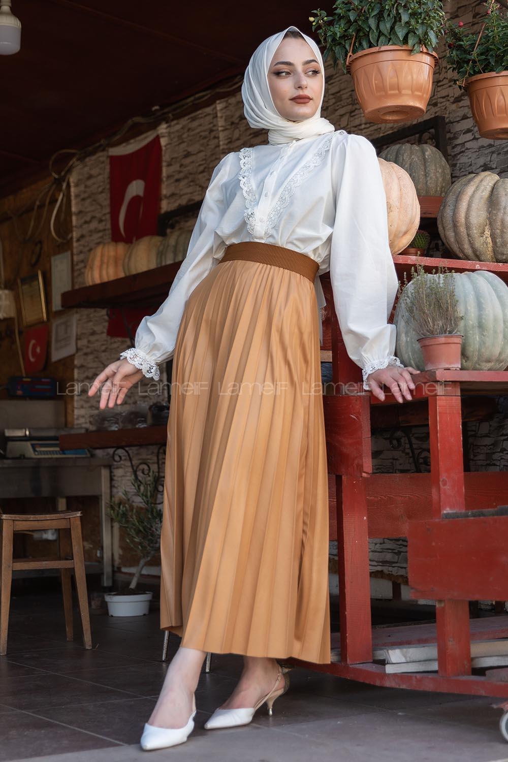 Modalamelif  Kol Brode Güpür Detaylı Gömlek Ekru