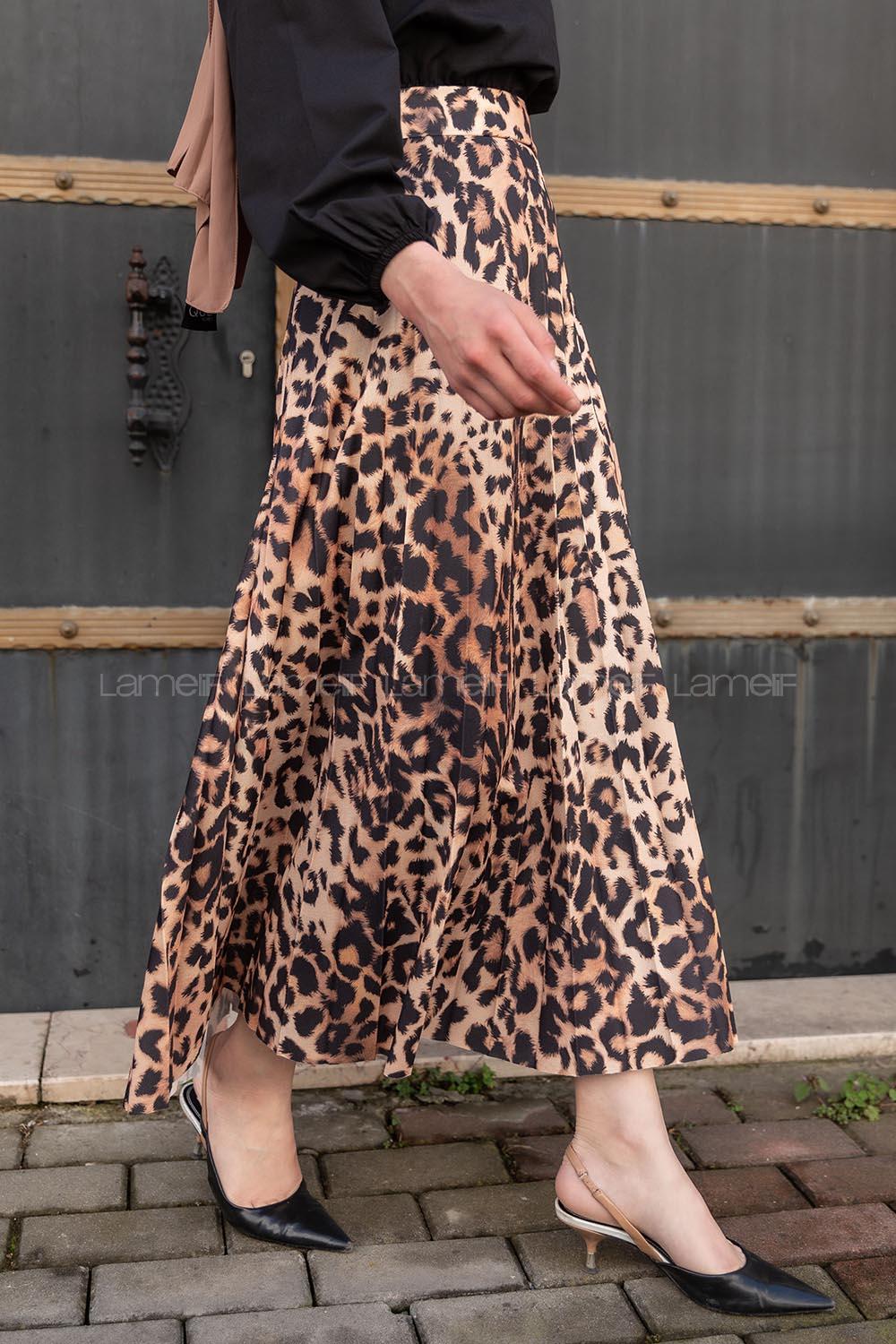 Modalamelif  Leopar Desenli Etek