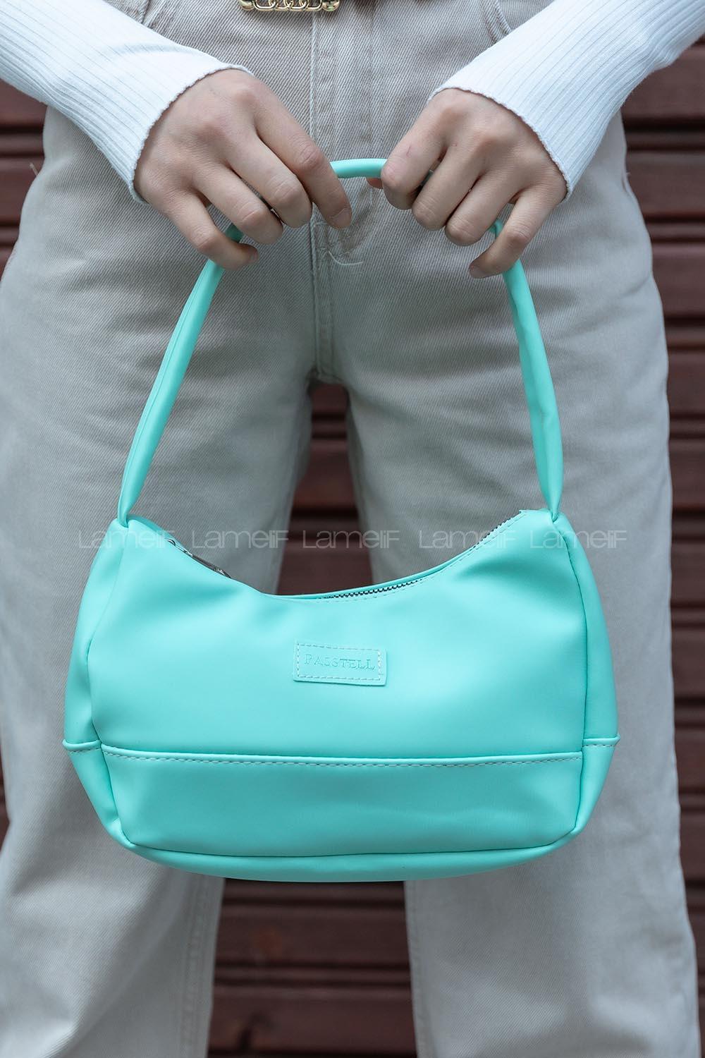 Modalamelif Saten Kumaş Baget Vialla Çanta Su Yeşili