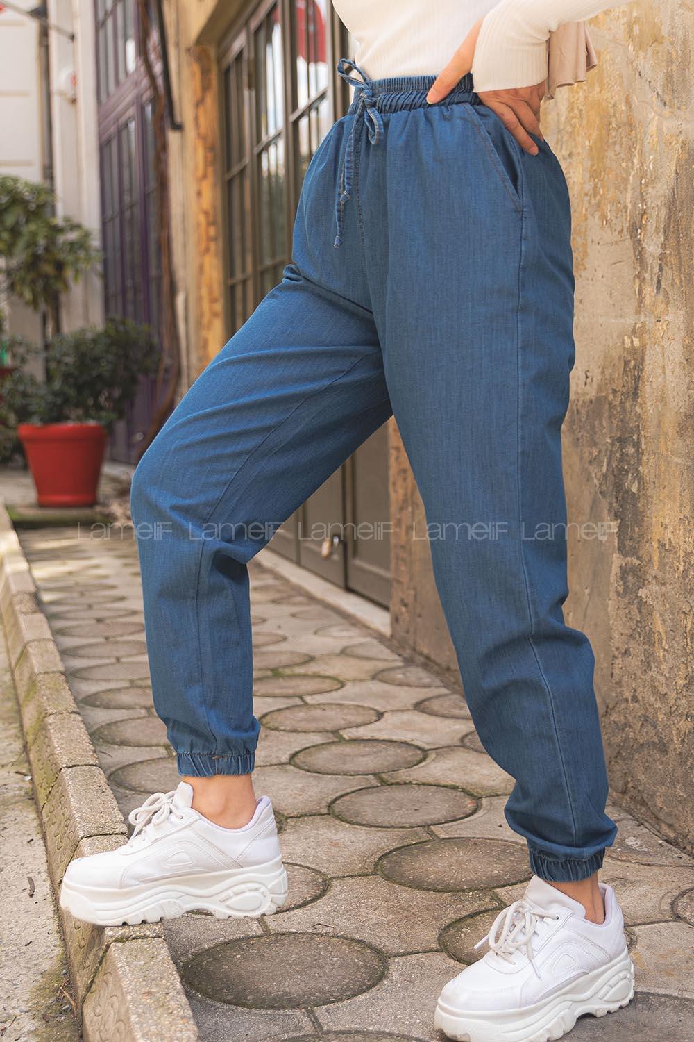 Modalamelif Beli Lastikli Rahat Pantolon Koyu Mavi