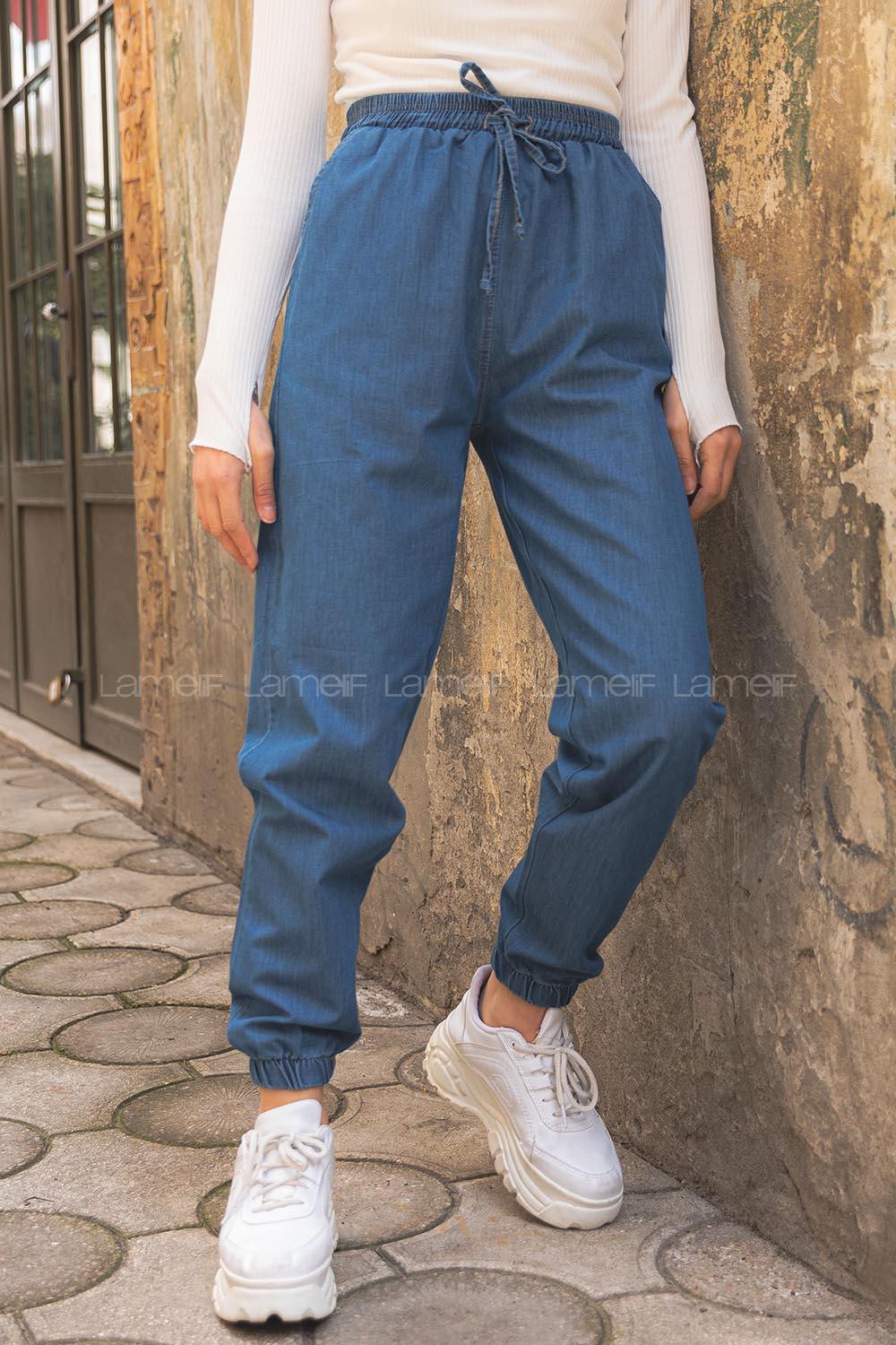 Modalamelif Beli Lastikli Rahat Pantolon Koyu Mavi