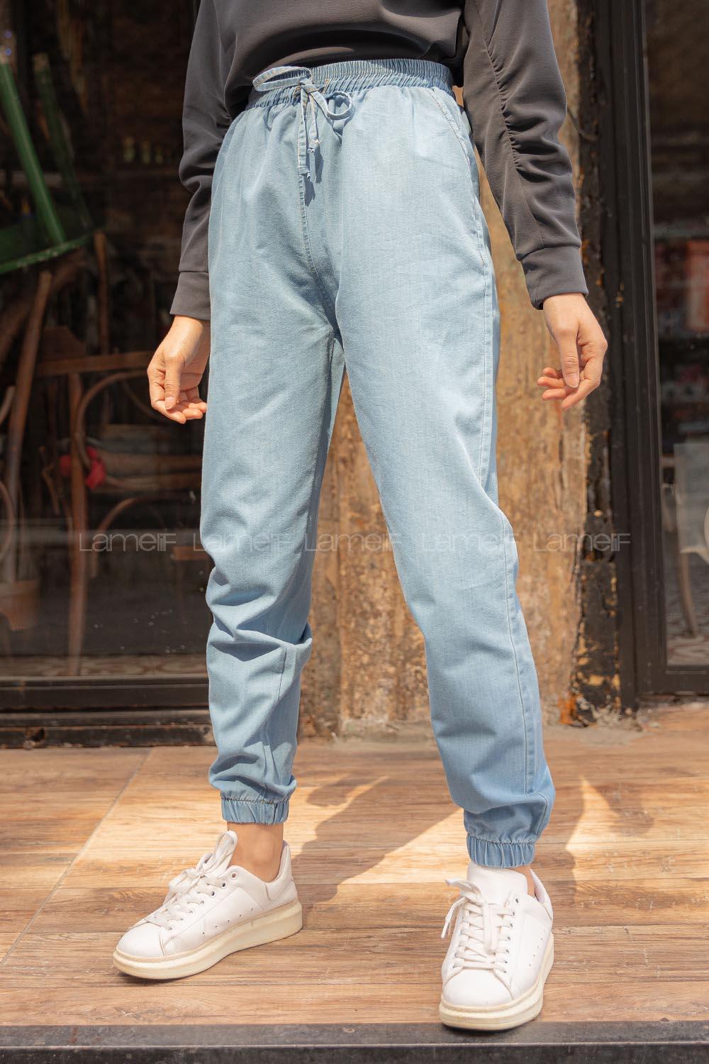 Modalamelif Beli Lastikli Rahat Pantolon Açık Mavi