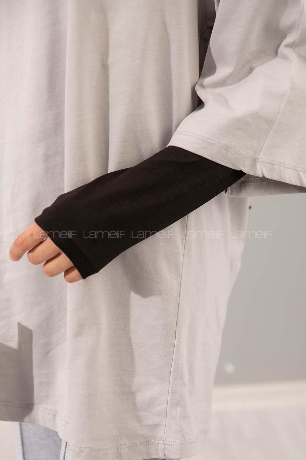 Lamelif Düz Renk Uzun Kol İçlik Siyah