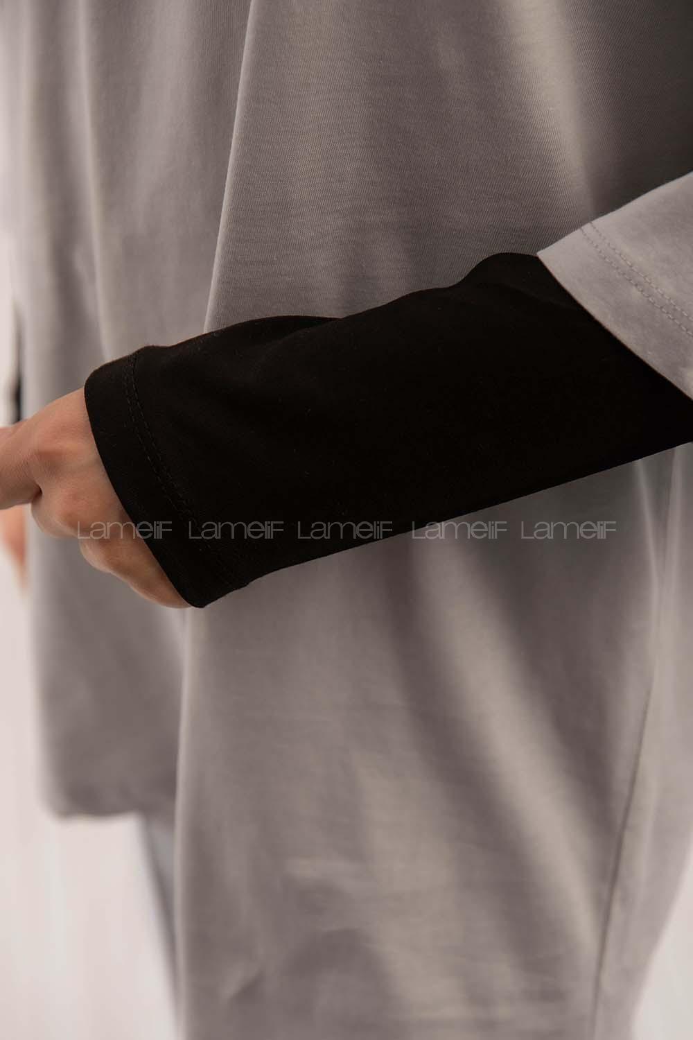 Lamelif Düz Renk Uzun Kol İçlik Siyah