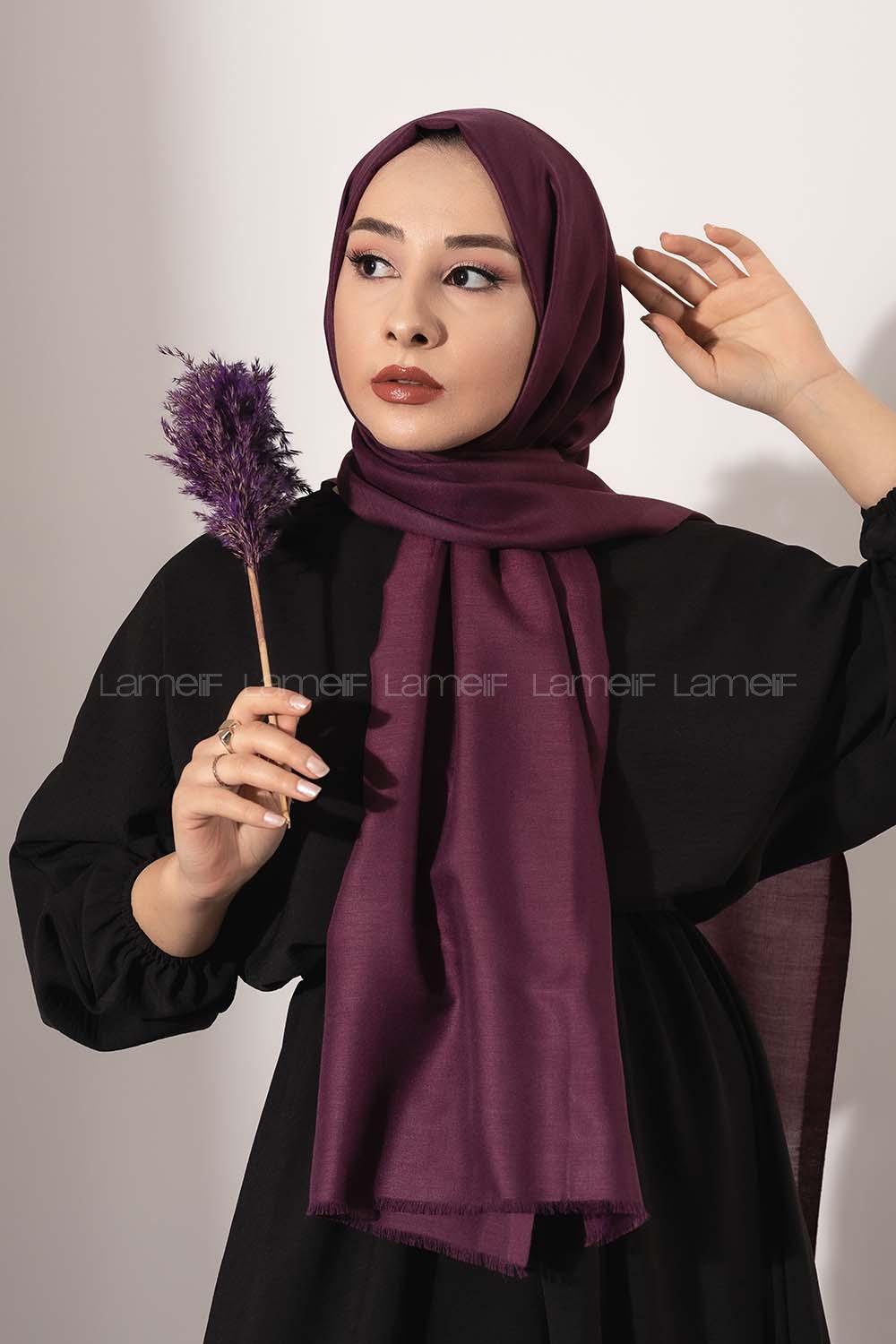 Modalamelif Mürdüm İnce Keten Şal