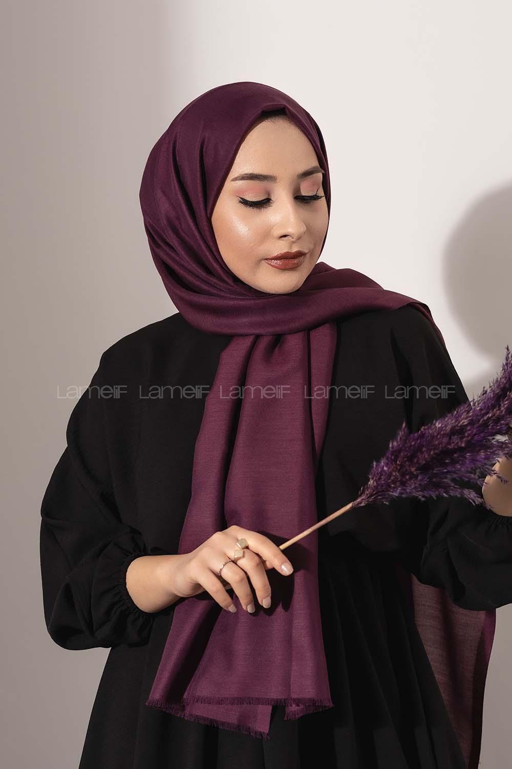 Modalamelif Mürdüm İnce Keten Şal