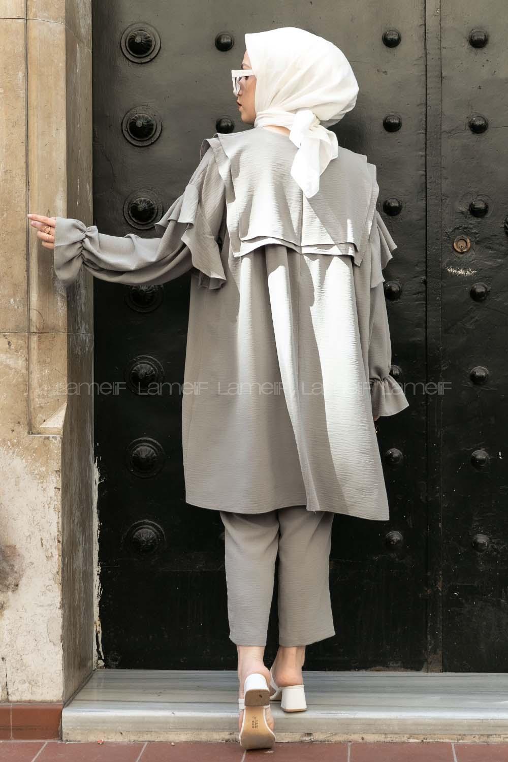 Gray Medium Crew Neck Long Arm Without Accessories Cotton Fabric Regular Trousers Comfortable Suit