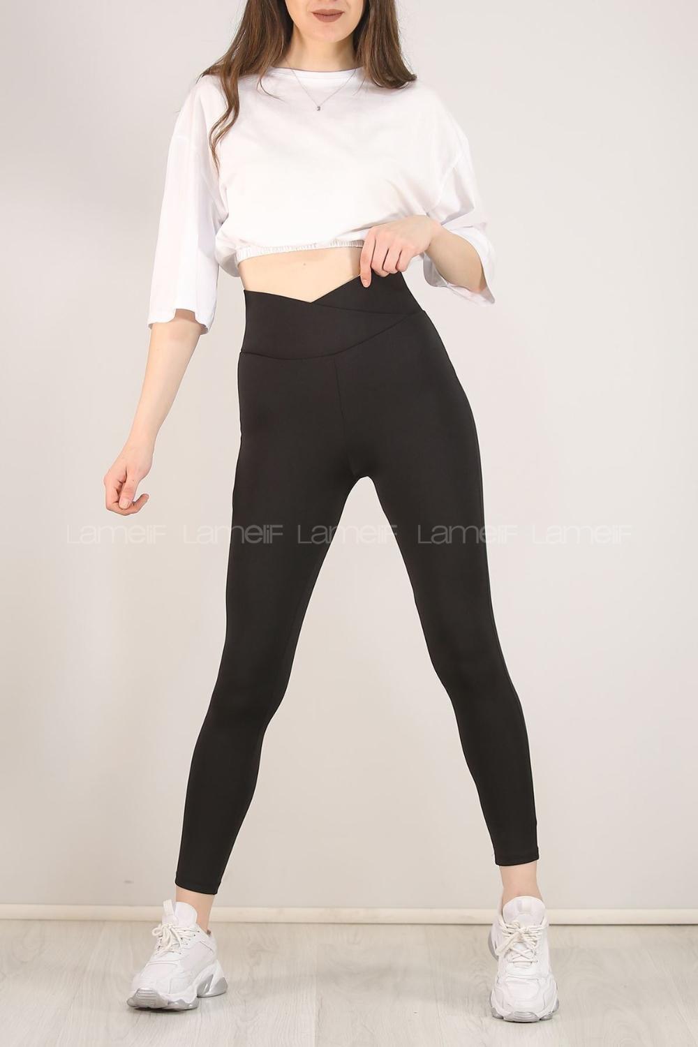 Modalamelif Çapraz Kemerli Dalgıç Tayt Siyah