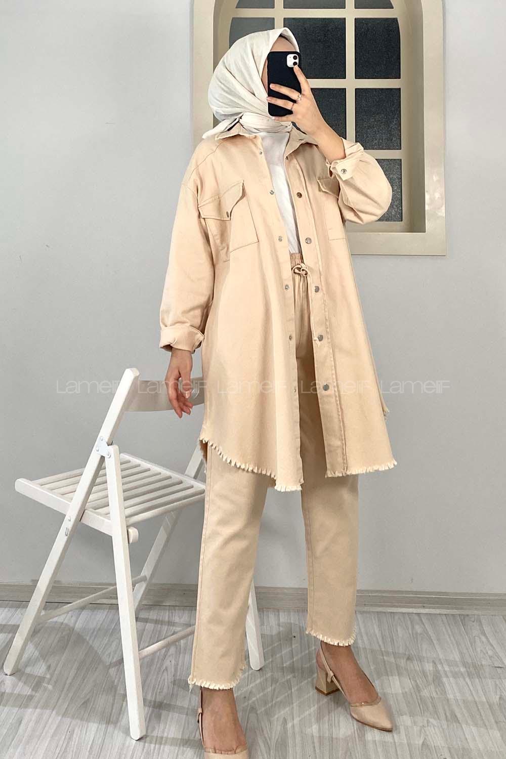 Modalamelif Etek Ucu Püsküllü Ceket Pantolon Takım Taş