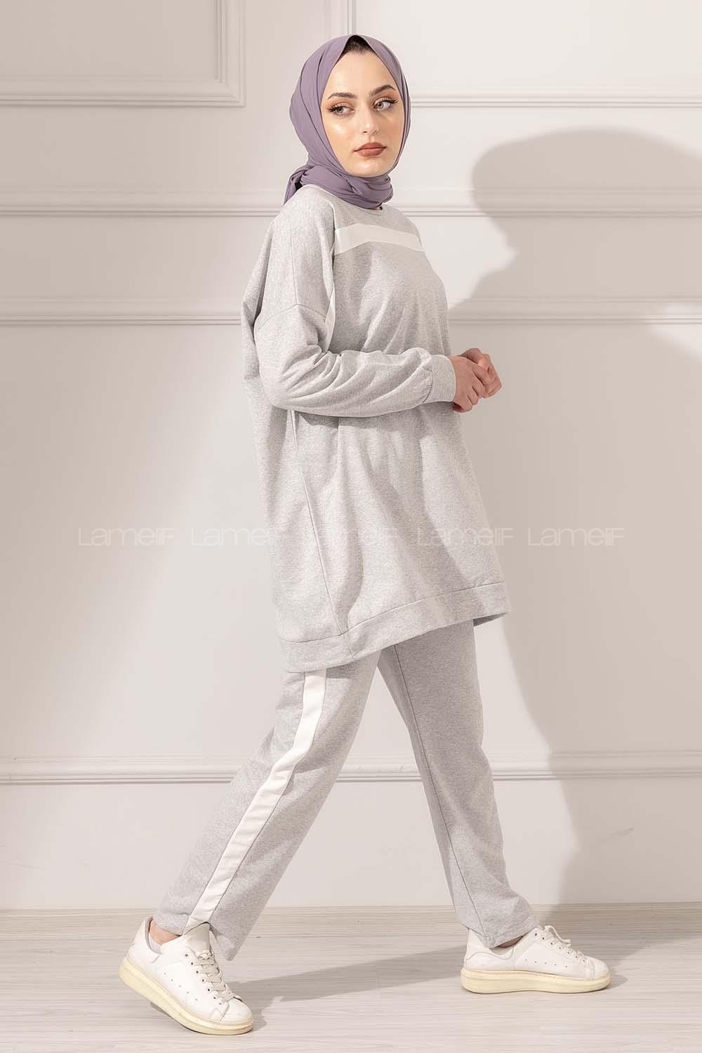 Modalamelif Şerit Garnili Spor Takım Gri