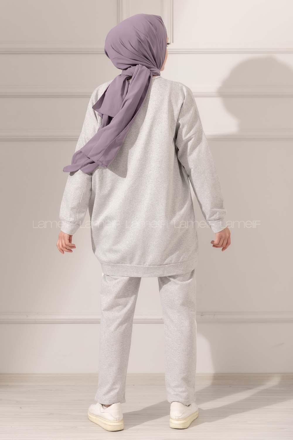 Modalamelif Şerit Garnili Spor Takım Gri