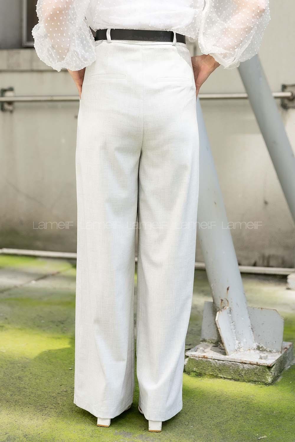 Modalamelif Pileli Bol Paça Pantolon Açık Gri