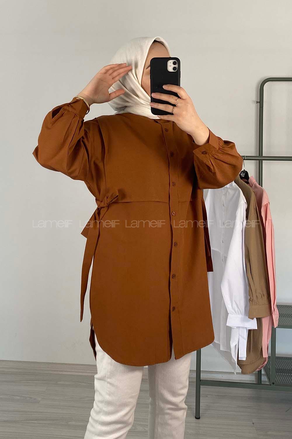 Modalamelif Hakim Yaka Bolero Detaylı Tunik Acı Kahve