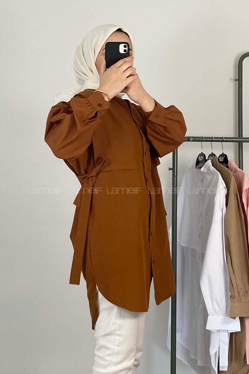 Modalamelif Hakim Yaka Bolero Detaylı Tunik Acı Kahve