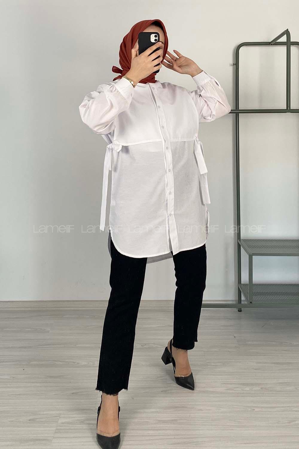 Modalamelif Hakim Yaka Bolero Detaylı Tunik Ekru