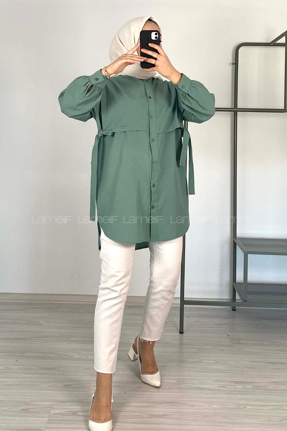 Modalamelif Hakim Yaka Bolero Detaylı Tunik Pastel Yeşili