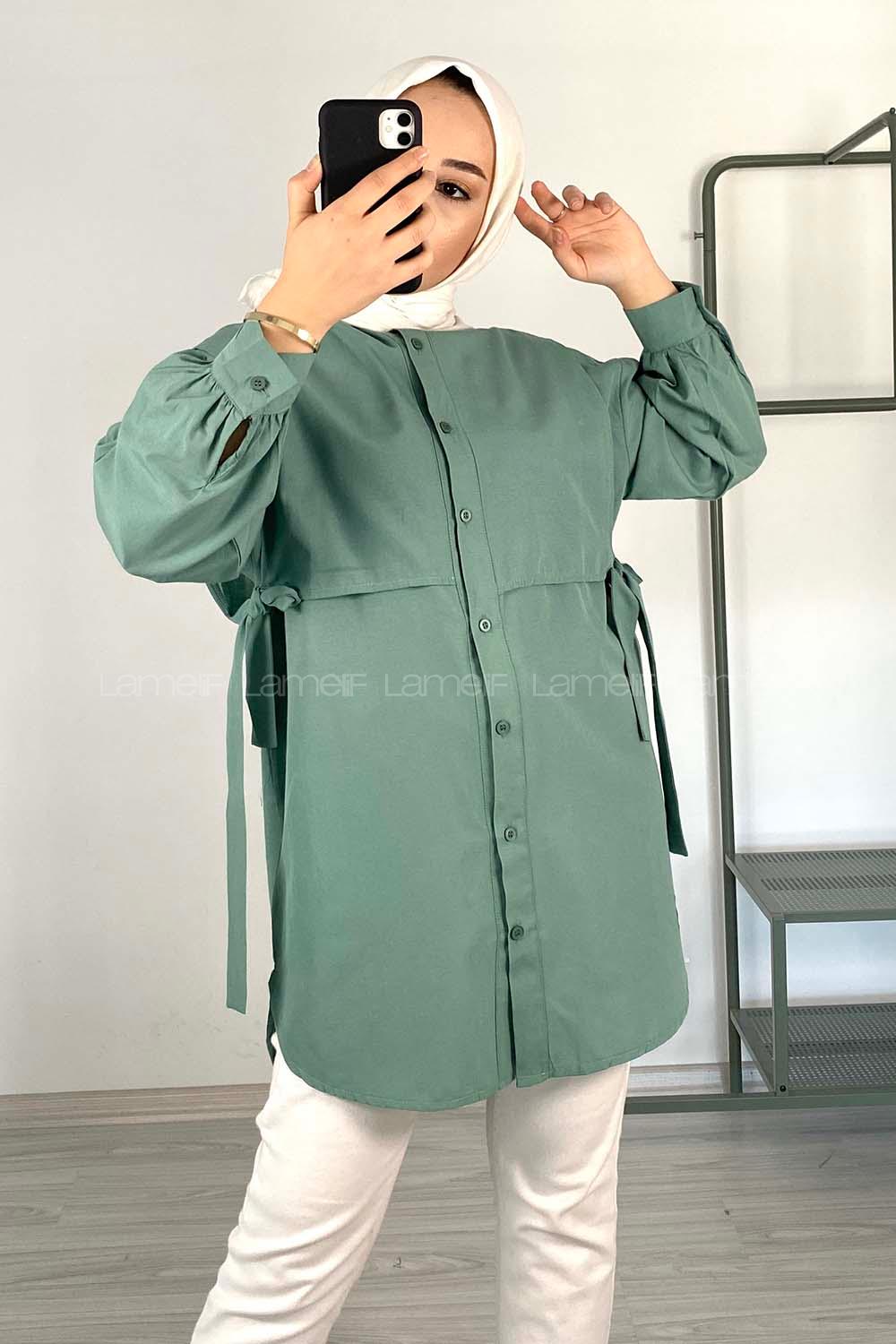 Modalamelif Hakim Yaka Bolero Detaylı Tunik Pastel Yeşili