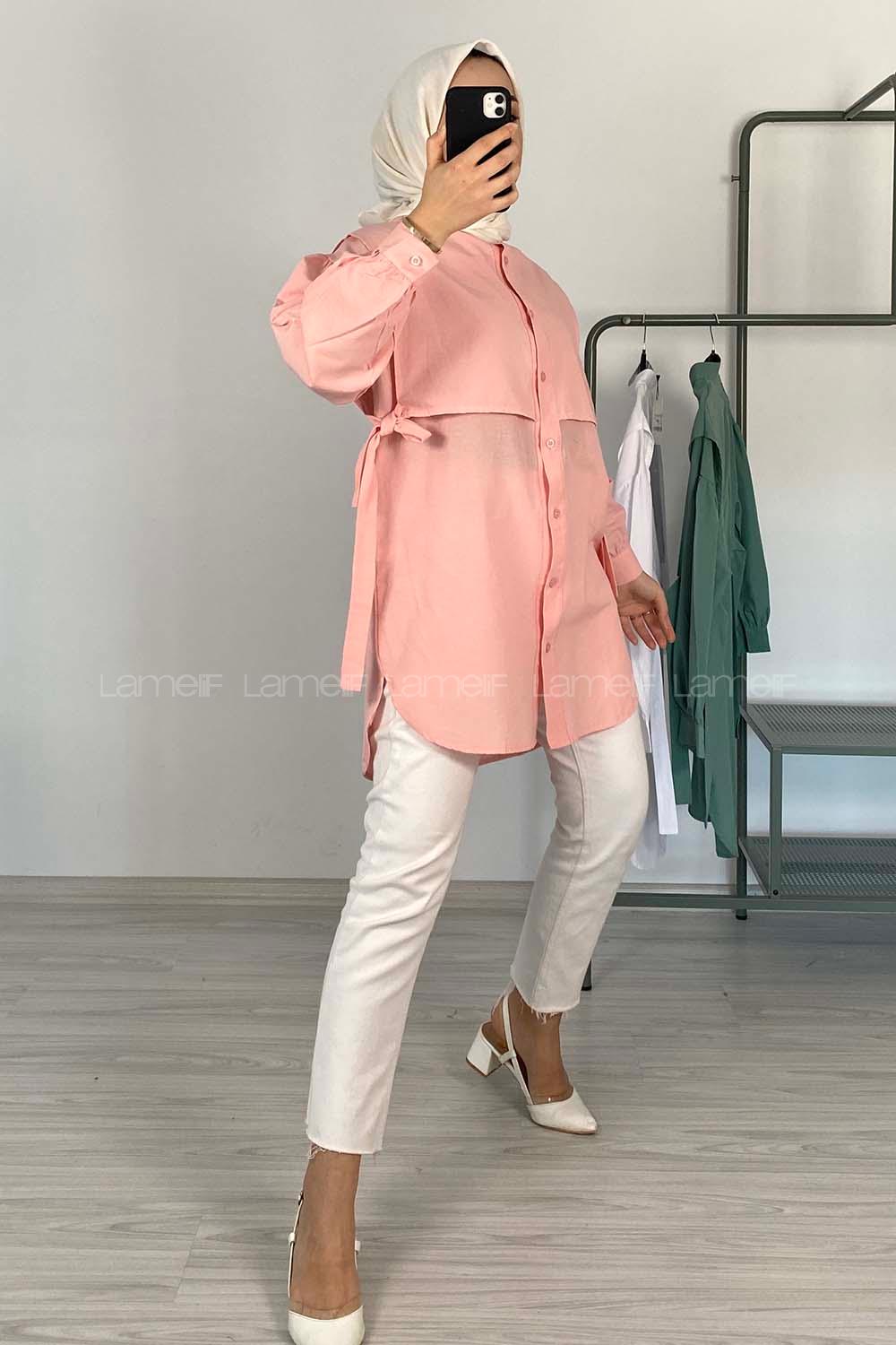 Modalamelif Hakim Yaka Bolero Detaylı Tunik Pudra