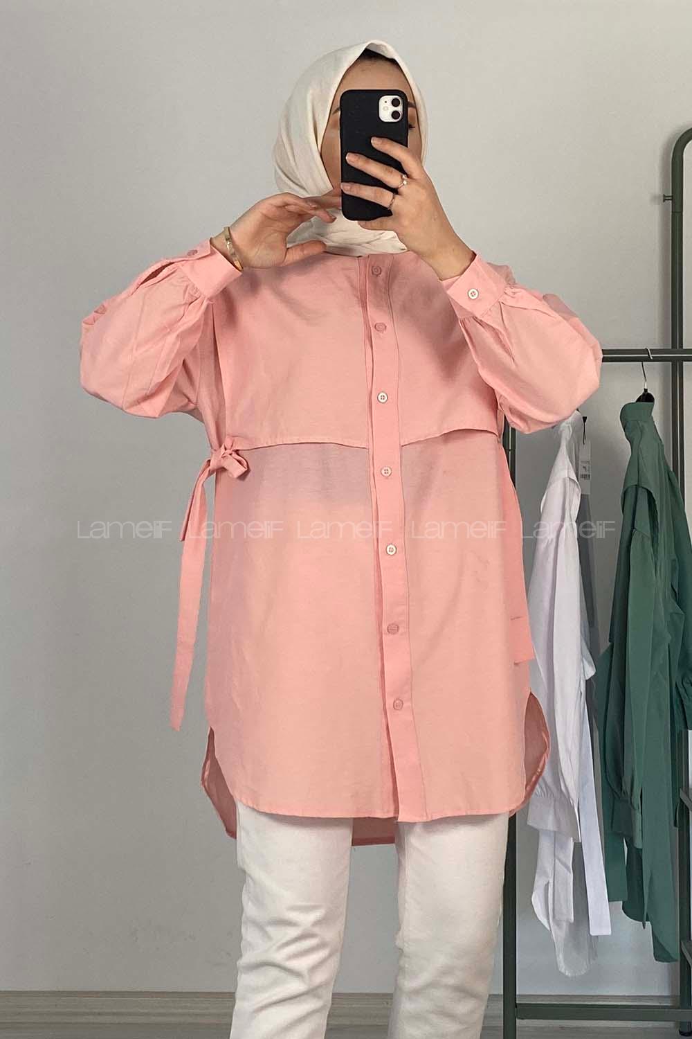 Modalamelif Hakim Yaka Bolero Detaylı Tunik Pudra