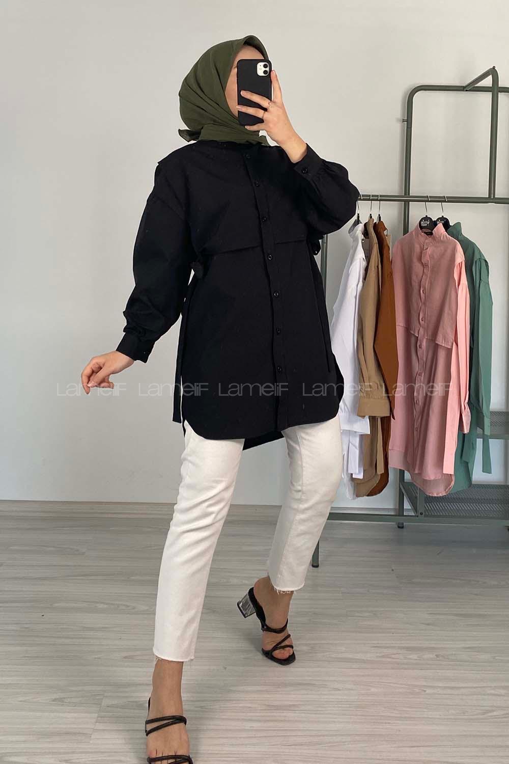 Modalamelif Hakim Yaka Bolero Detaylı Tunik Siyah