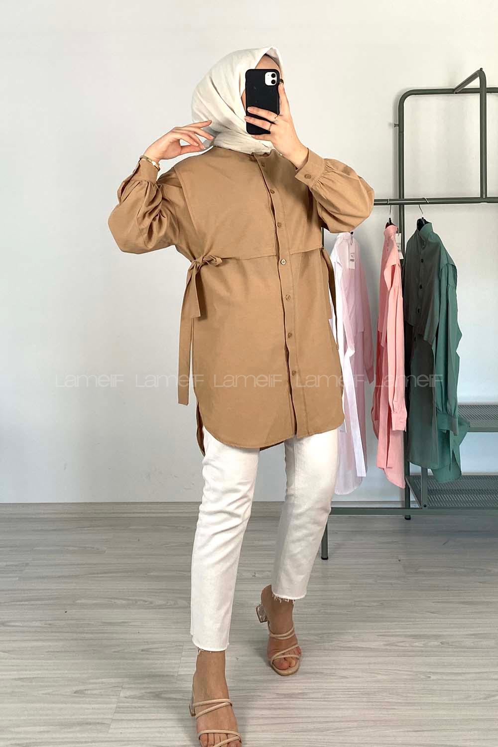 Modalamelif Hakim Yaka Bolero Detaylı Tunik Sütlü Kahve