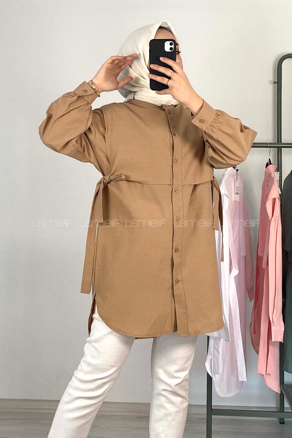 Modalamelif Hakim Yaka Bolero Detaylı Tunik Sütlü Kahve