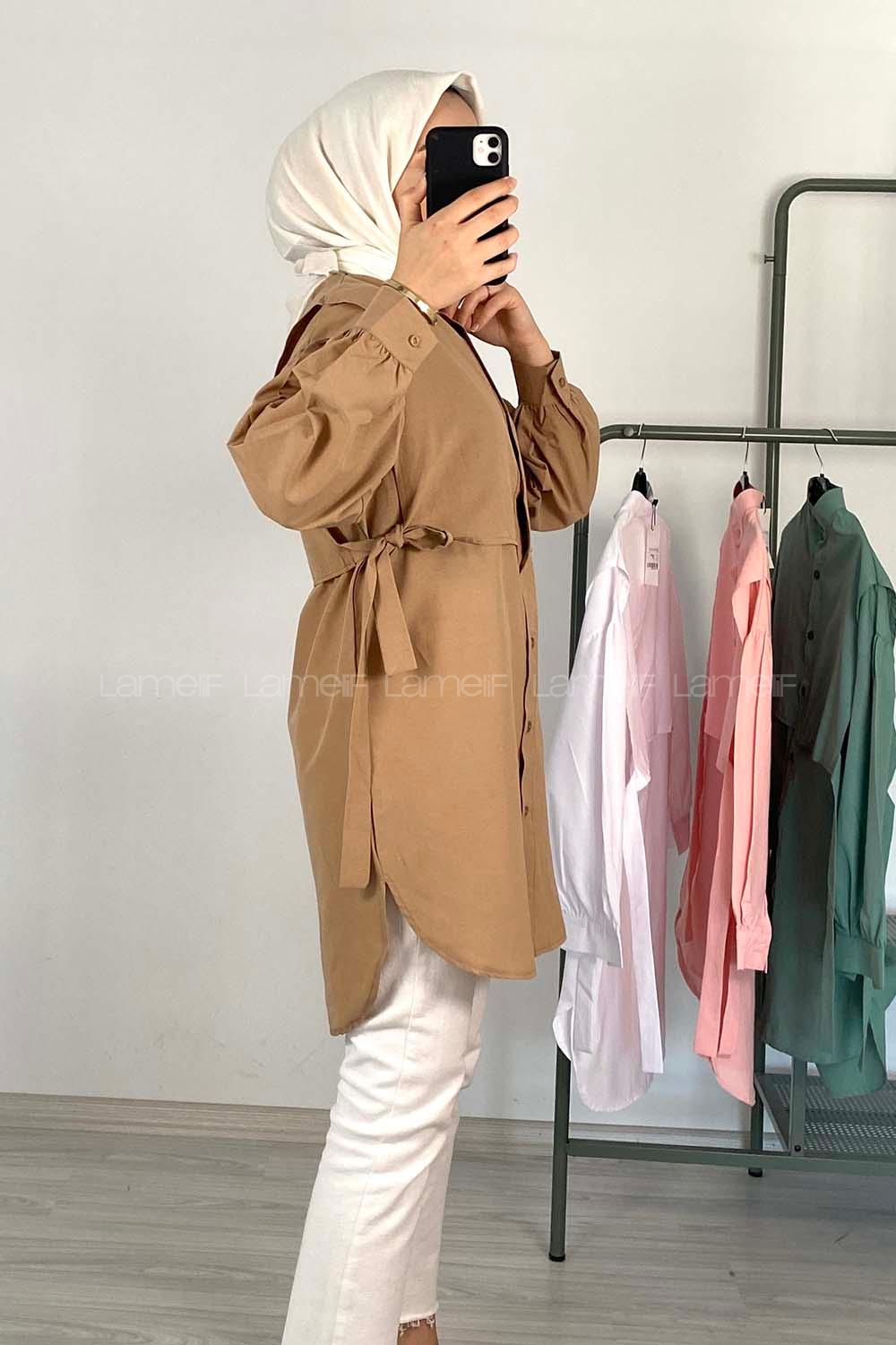 Modalamelif Hakim Yaka Bolero Detaylı Tunik Sütlü Kahve