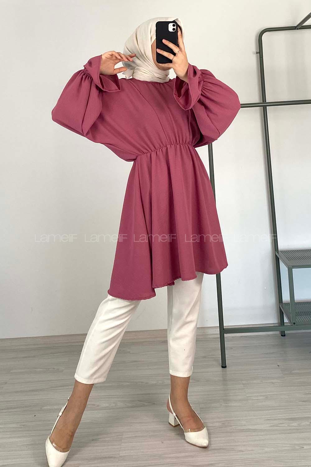 Modalamelif Balon Kol Ayrobin Tunik Açık Mor