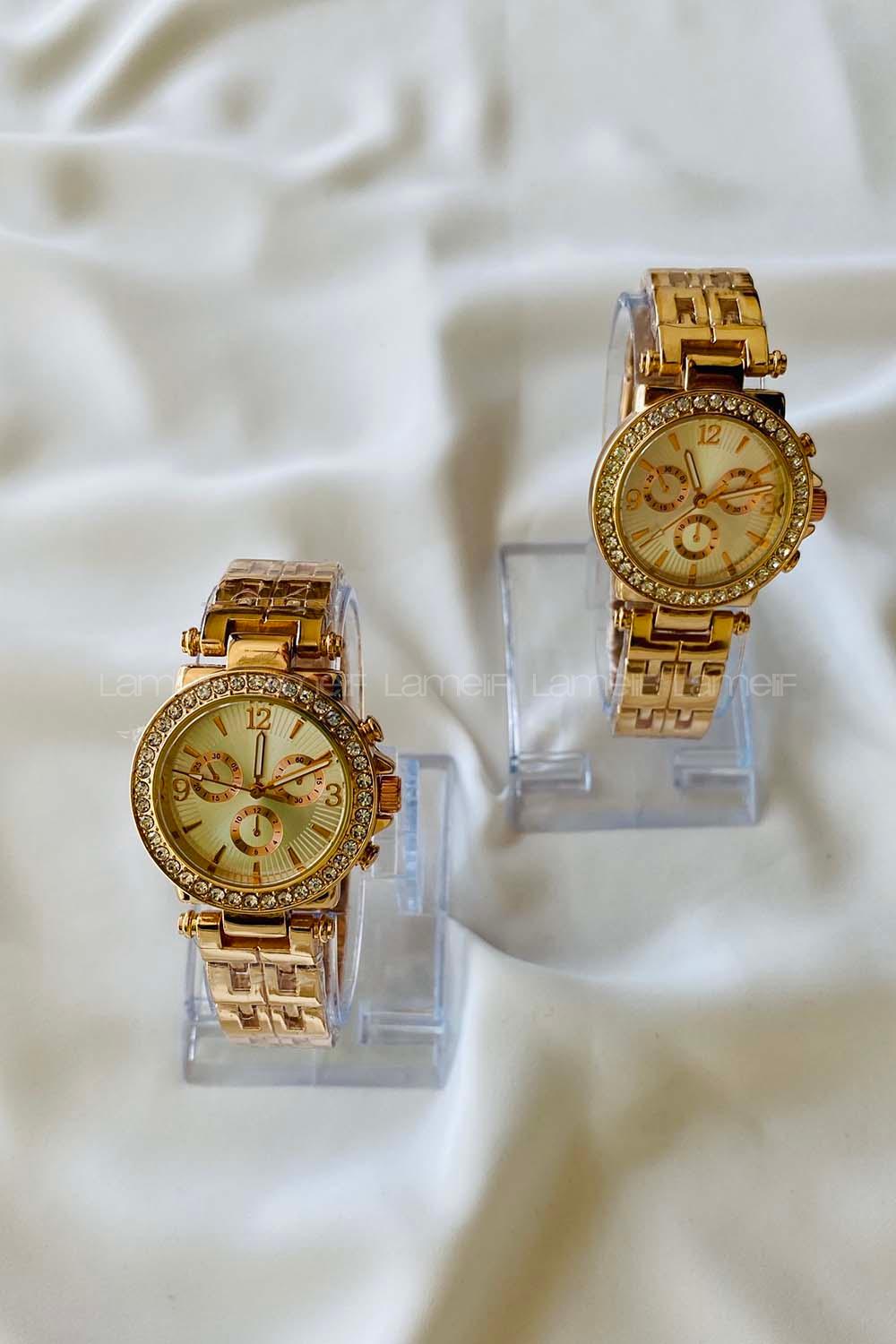 Modalamelif Çelik Kordon Gedo Gold Taş Detaylı Saat