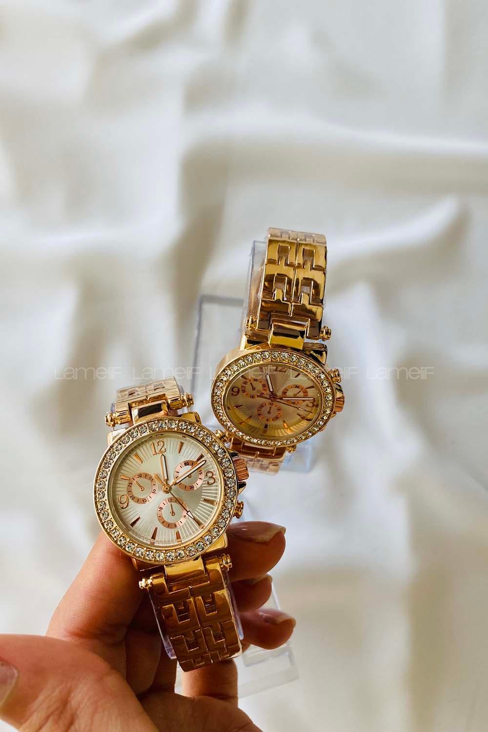 Modalamelif Çelik Kordon Gedo Gold Taş Detaylı Saat